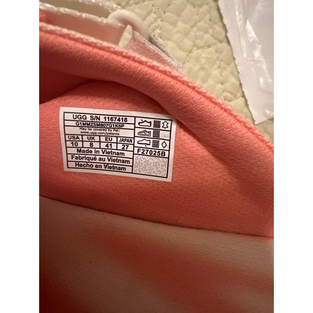 UGG Women's Platform Slide Sandals in Coral Pink and Ivory